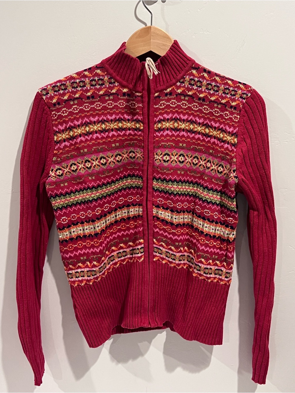 Vintage Tiara Fair Isle Zip Cardigan